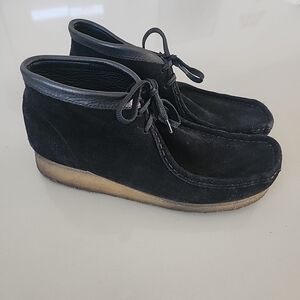 Clarks Wallabee Boot Black Suede Sz 9.5